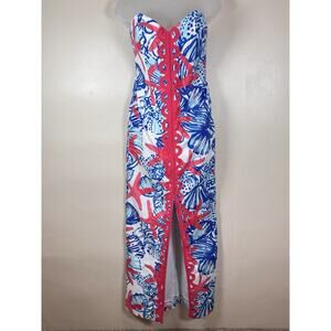 LILLY PULITZER SHE SHELLS ANGELA Strapless MAXI DRESS 2 Pink Blue Starfish